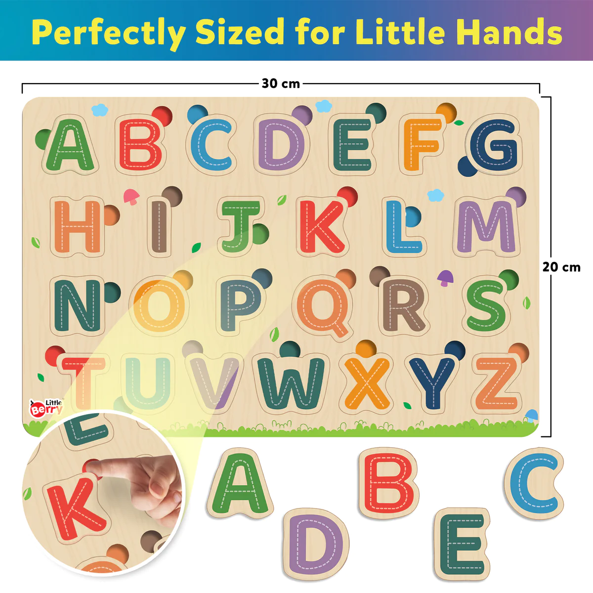 Wooden Puzzles for Kids (Set of 3): Learn ABCD, Numbers & Shapes